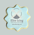 Square design custom logo cookie with blue company logo