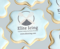Square design custom logo cookie with blue company logo